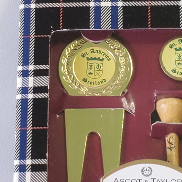 Ascot & Taylor Of St Andrews Divot Repair Tool New Tees Marker Gold Plated Set - Picture 7 of 13